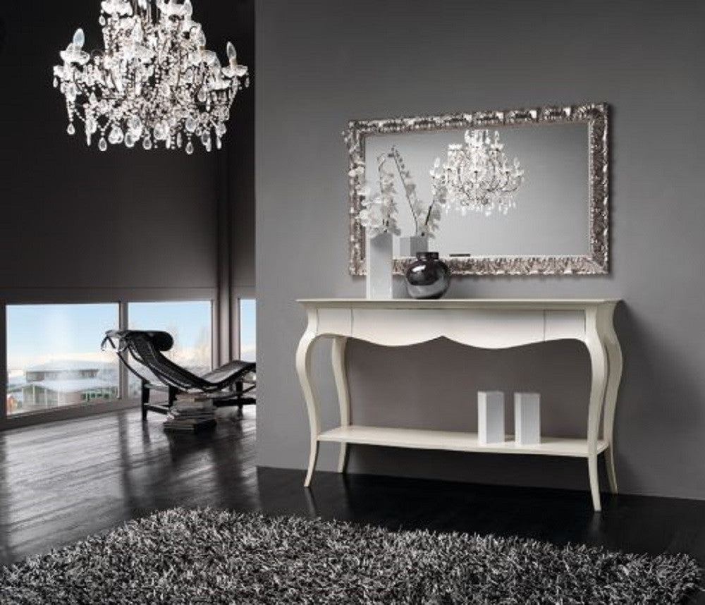 Consolle shabby 3 cassetti in legno massello bianco l.135 p.46 h.100 - Mobili 2G