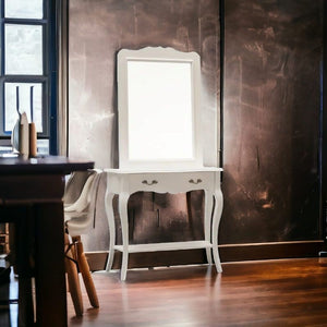 Consolle shabby chic bianco opaco con specchio (1283-1284) - Mobili 2G