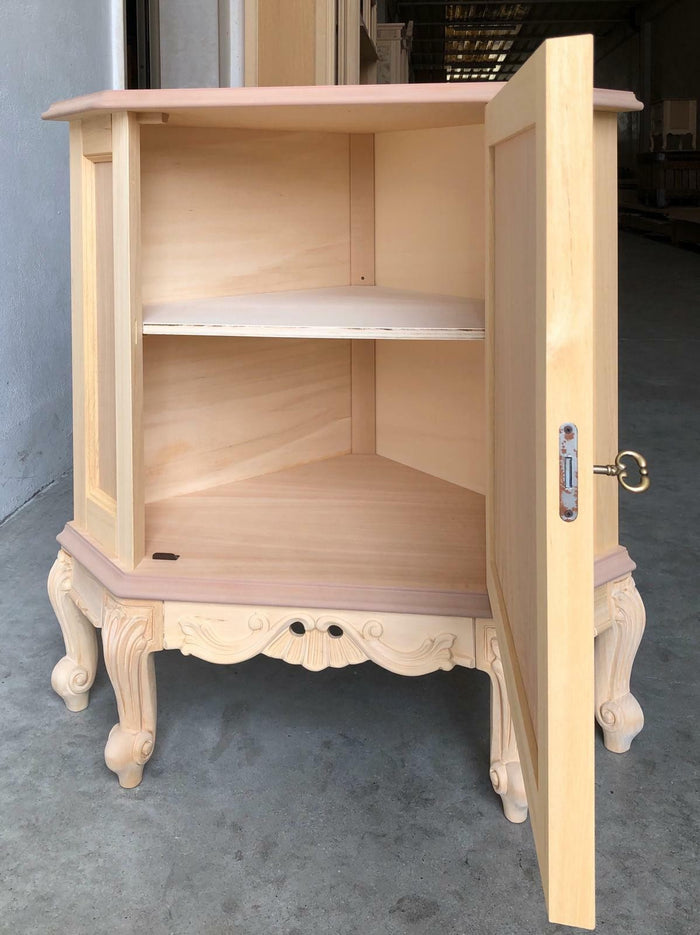 Credenza 1 porta ad angolo classica barocco legno grezzo 89x62x92 - Mobili 2G