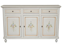  credenza 2 ante legno bianca decorata filo arancione 150x43x98 - Mobili 2G