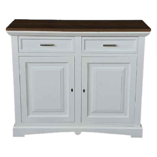 Credenza 2 ante legno bianco noce bicolore shabby 117x46x96 - Mobili 2G