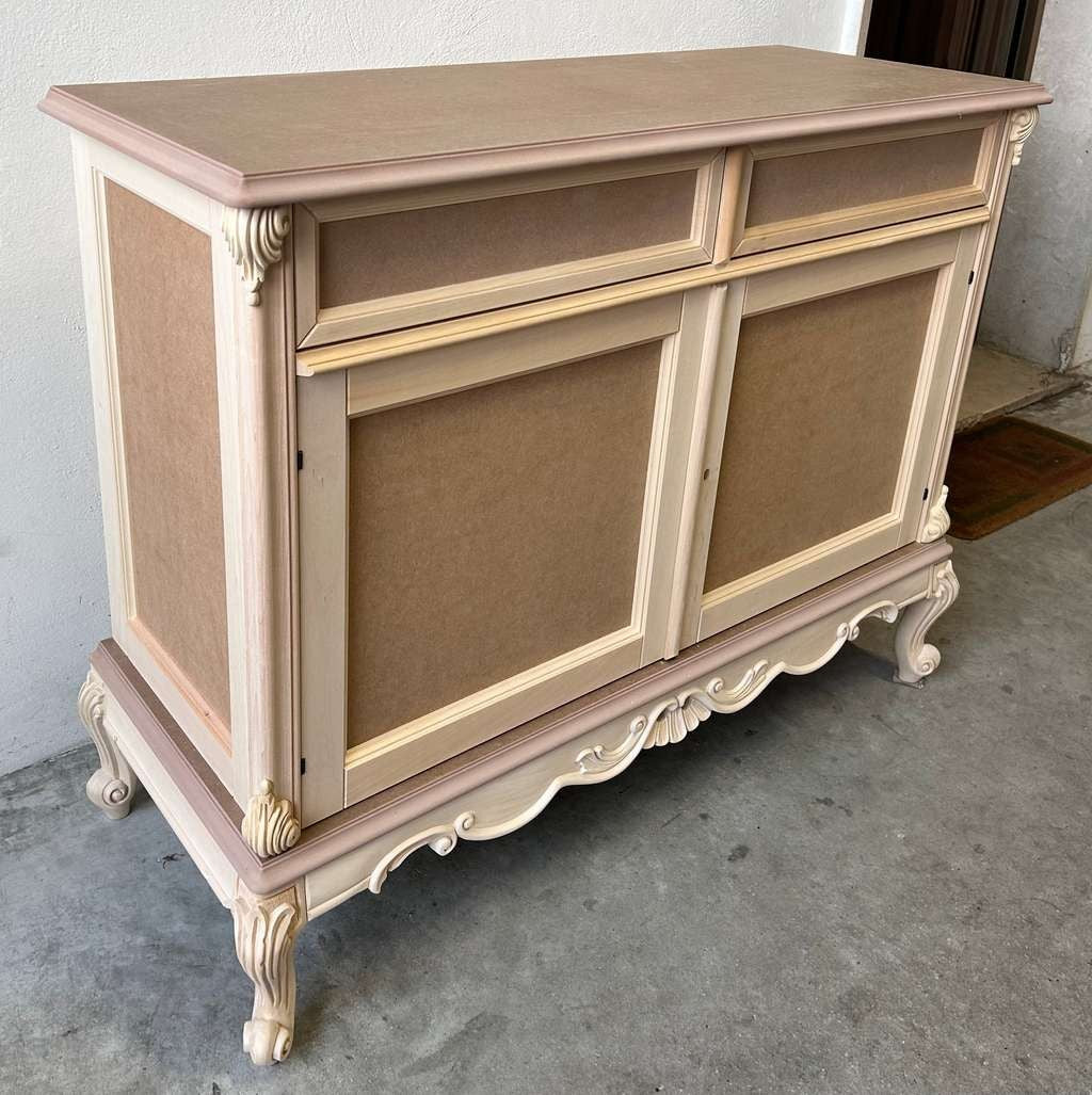 Credenza 2 porte 2 cassetti classica barocco legno grezzo 118x55x92 - Mobili 2G