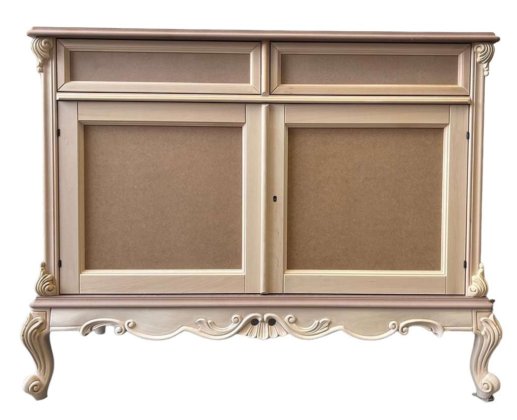 Credenza 2 porte 2 cassetti classica barocco legno grezzo 118x55x92 - Mobili 2G