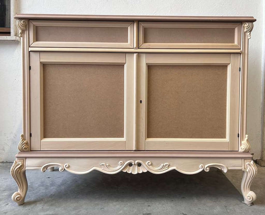 Credenza 2 porte 2 cassetti classica barocco legno grezzo 118x55x92 - Mobili 2G