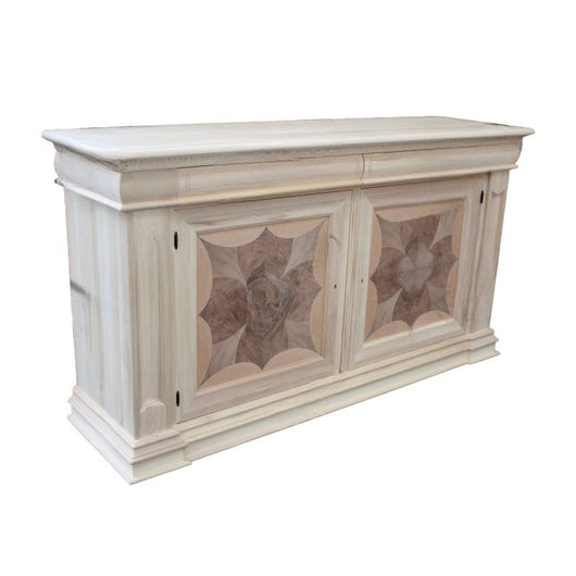 Credenza 2 porte 2 cassetti intarsio legno massello grezzo 211x58x114 - Mobili 2G