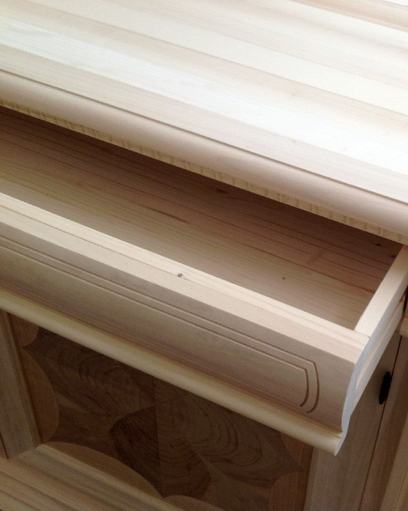 Credenza 2 porte 2 cassetti intarsio legno massello grezzo 211x58x114 - Mobili 2G