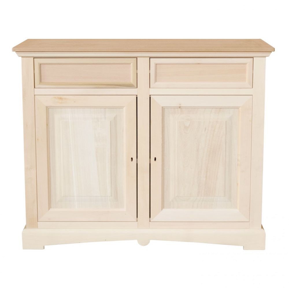 Credenza 2 porte 2 cassetti legno grezzo 117x46x96 - Mobili 2G