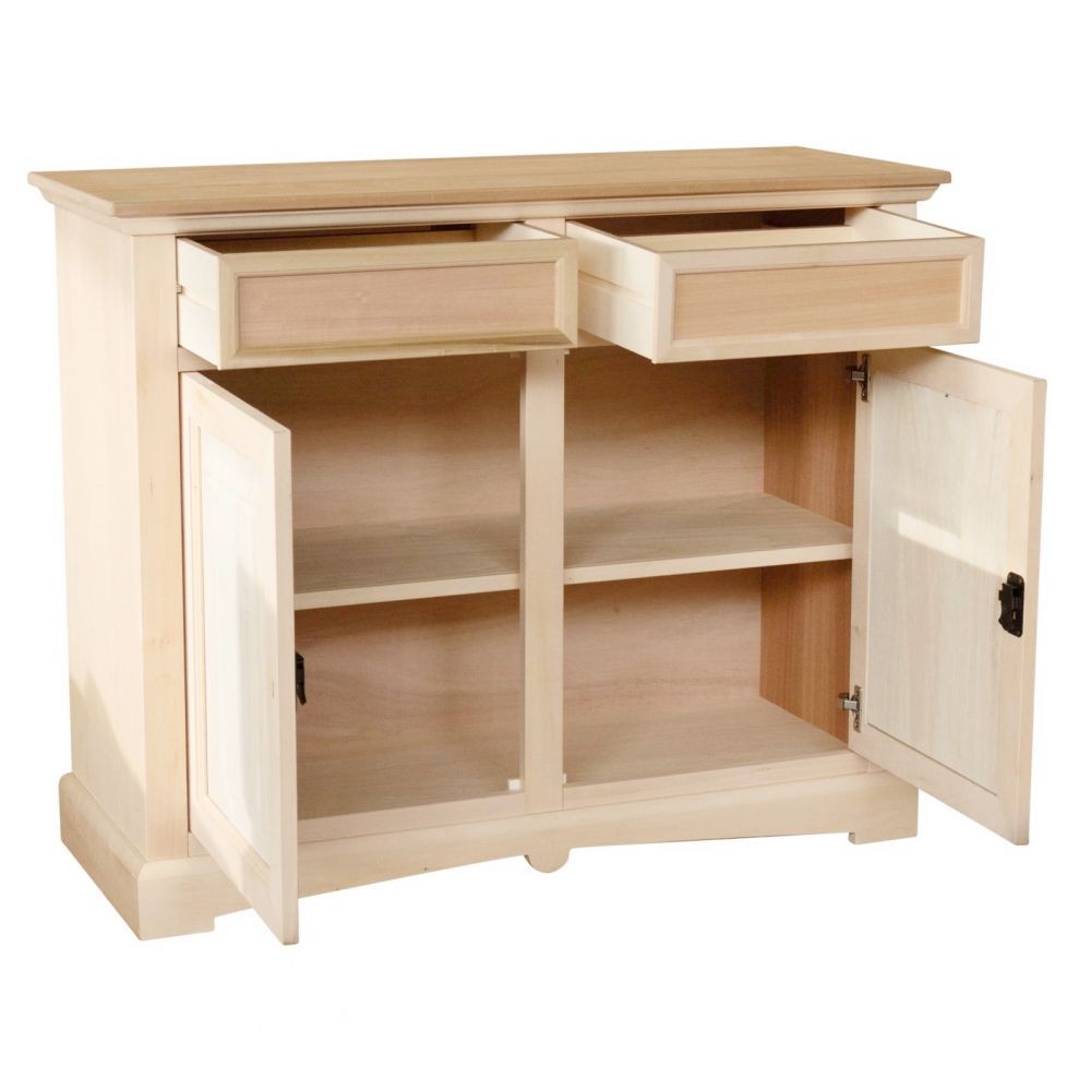 Credenza 2 porte 2 cassetti legno grezzo 117x46x96 - Mobili 2G
