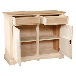 Credenza 2 porte 2 cassetti legno grezzo 117x46x96 - Mobili 2G