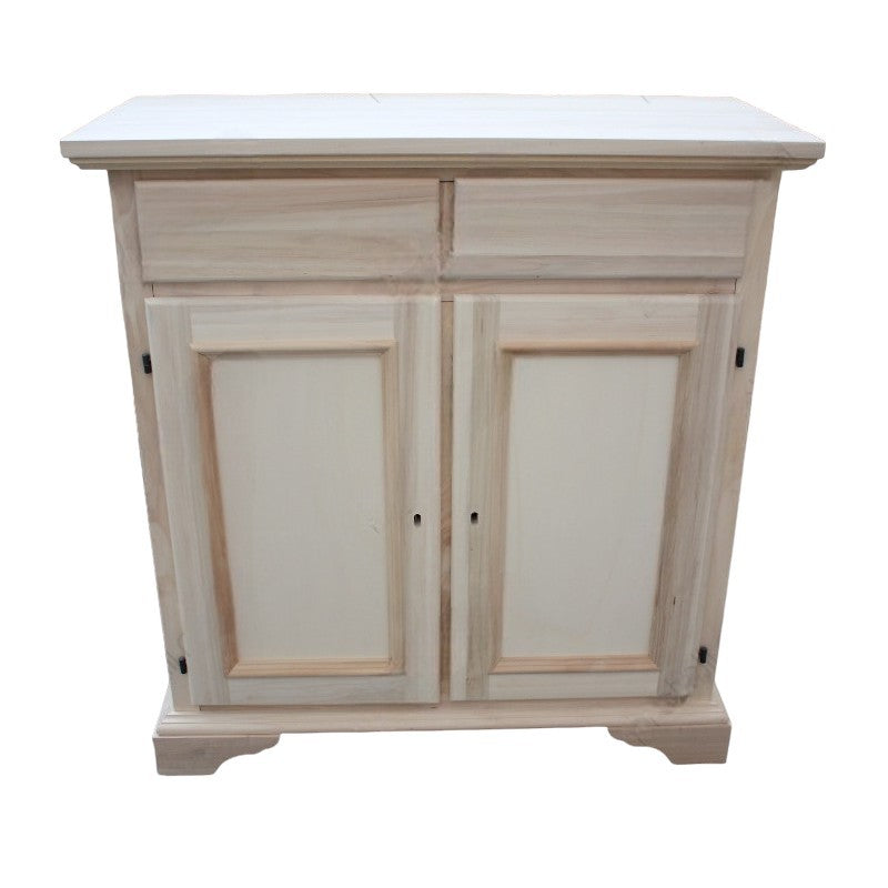 Credenza 2 porte 2 cassetti legno grezzo 90x40x94 - Mobili 2G