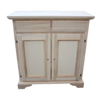 Credenza 2 porte 2 cassetti legno grezzo 90x40x94 - Mobili 2G
