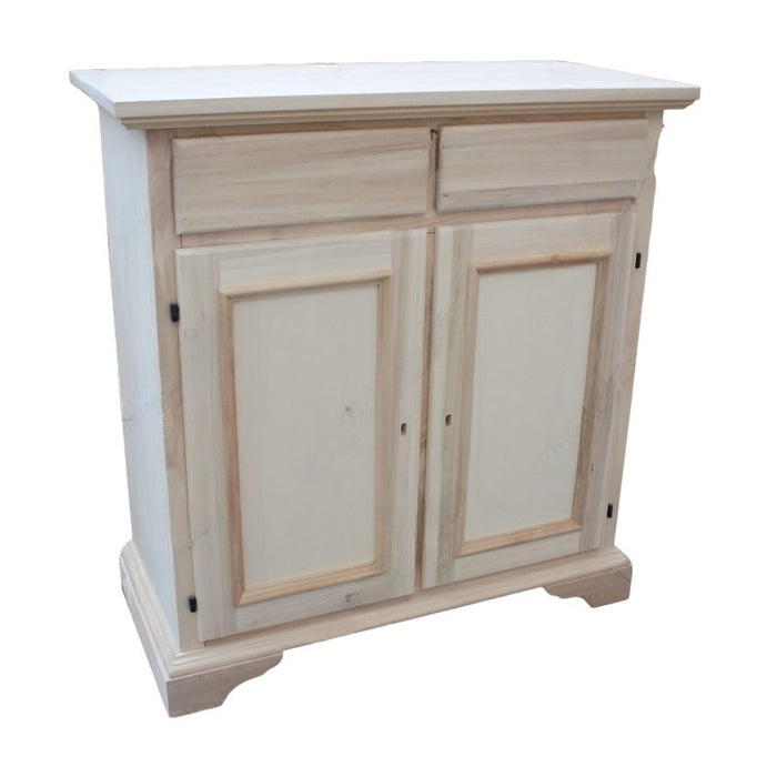 Credenza 2 porte 2 cassetti legno grezzo 90x40x94 - Mobili 2G