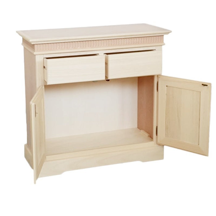 Credenza 2 porte 2 cassetti legno massello grezzo 90x38x85 - Mobili 2G