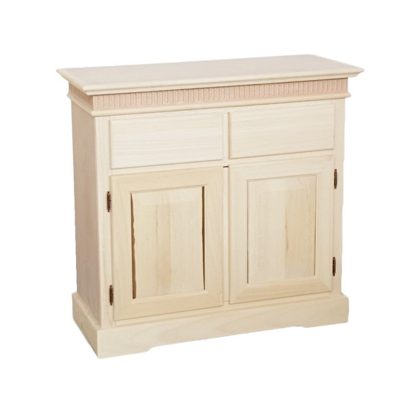 Credenza 2 porte 2 cassetti legno massello grezzo 90x38x85 - Mobili 2G