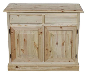 Credenza 2 porte 2 cassetti legno massello pino grezzo 105x42x85 - Mobili 2G