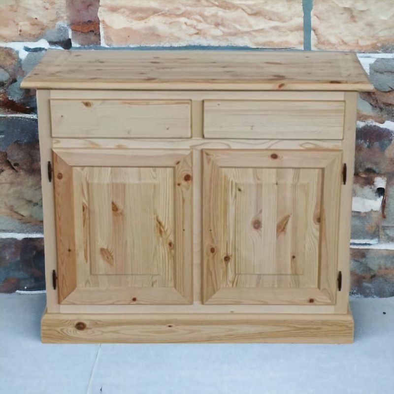 Credenza 2 porte 2 cassetti legno massello pino grezzo 105x42x85 - Mobili 2G