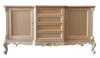 Credenza 2 porte 4 cassetti classica barocco legno grezzo 174x60x92 - Mobili 2G