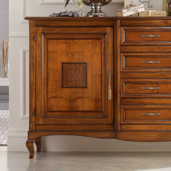 Credenza 2 porte 4 cassetti intarsio bassano 200x52x113