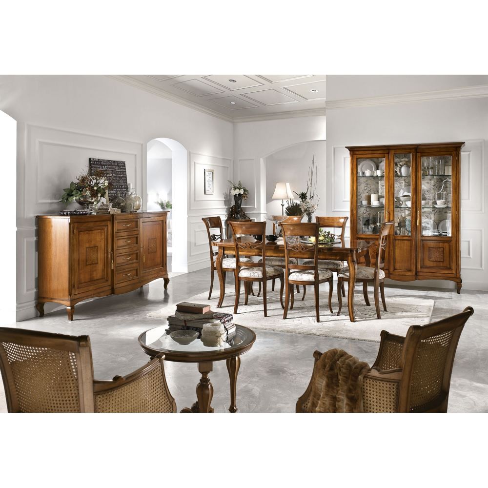 Credenza 2 porte 4 cassetti intarsio bassano 200x52x113