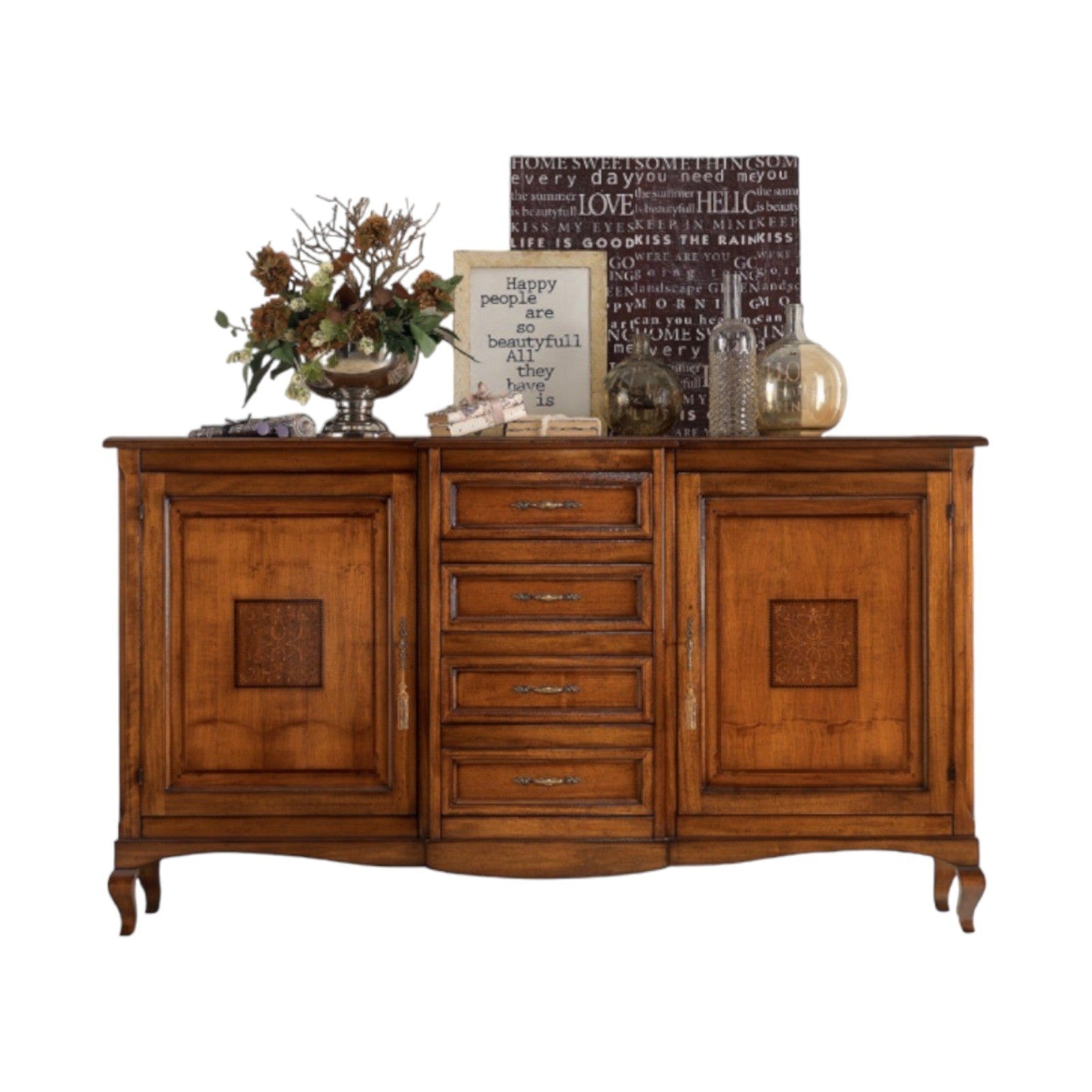 Credenza 2 porte 4 cassetti intarsio bassano 200x52x113