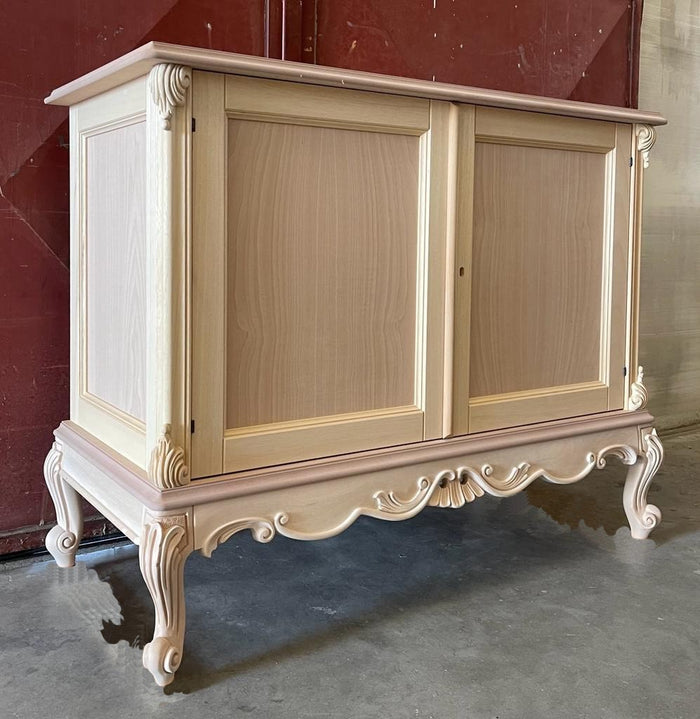 Credenza 2 porte classica barocco legno grezzo 118x56x92 - Mobili 2G