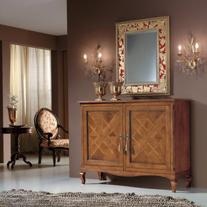 Credenza 2 porte classica intarsio legno bassano 146x49x113 - Mobili 2G