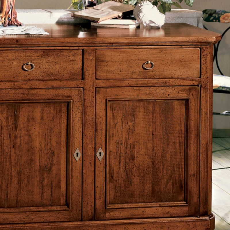 Credenza 2 porte in legno noce arte povera 112x49x98 (1100) - Mobili 2G