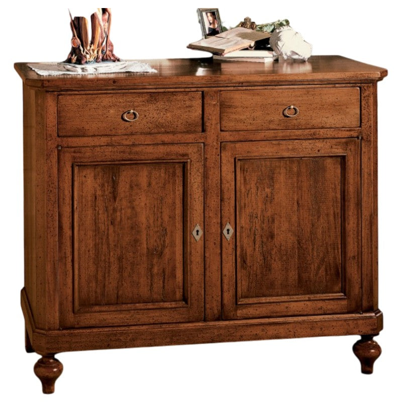 Credenza 2 porte in legno noce arte povera 112x49x98 (1100) - Mobili 2G