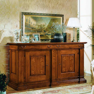 Credenza 2 porte intarsi classica legno bassano 215x55x115