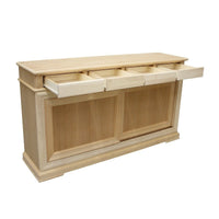 Credenza 2 porte scorrevoli 4 cassetti legno grezzo 180x48x100 - Mobili 2G