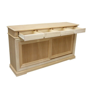 Credenza 2 porte scorrevoli 4 cassetti legno grezzo 180x48x100 - Mobili 2G