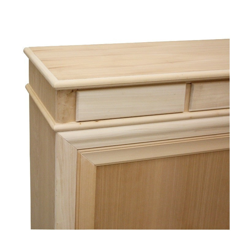 Credenza 2 porte scorrevoli 4 cassetti legno grezzo 180x48x100 - Mobili 2G