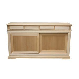 Credenza 2 porte scorrevoli 4 cassetti legno grezzo 180x48x100 - Mobili 2G
