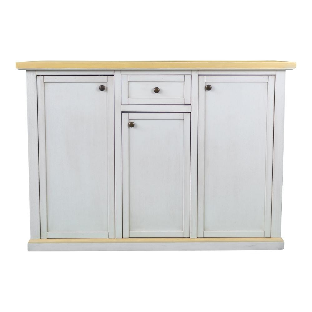 Credenza 3 porte 1 cassetto bianco anticato filo ocra 120x39x85 - Mobili 2G