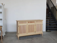 Credenza 3 porte 3 cassetti legno grezzo 155x45x98 - Mobili 2G