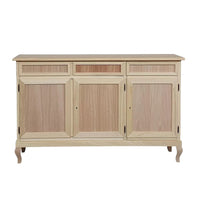Credenza 3 porte 3 cassetti legno grezzo 155x45x98 - Mobili 2G