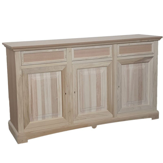 Credenza 3 porte 3 cassetti legno grezzo 170x46x96 - Mobili 2G