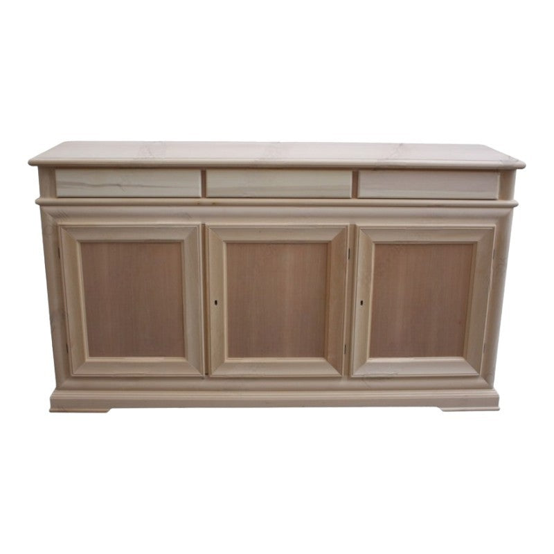 Credenza 3 porte 3 cassetti legno grezzo 180x48x100 - Mobili 2G