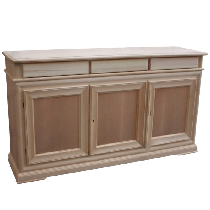 Credenza 3 porte 3 cassetti legno grezzo 180x48x100 - Mobili 2G