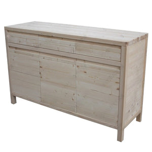 Credenza 3 porte 3 cassetti legno massello di abete grezzo 150x50x95 - Mobili 2G