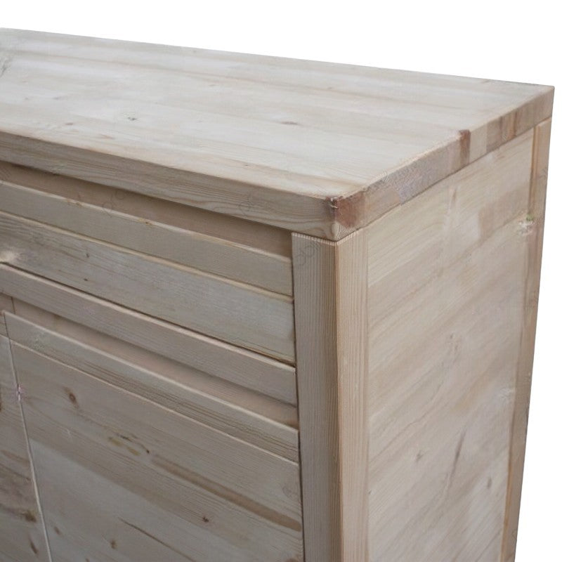 Credenza 3 porte 3 cassetti legno massello di abete grezzo 150x50x95 - Mobili 2G