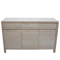 Credenza 3 porte 3 cassetti legno massello di abete grezzo 150x50x95 - Mobili 2G