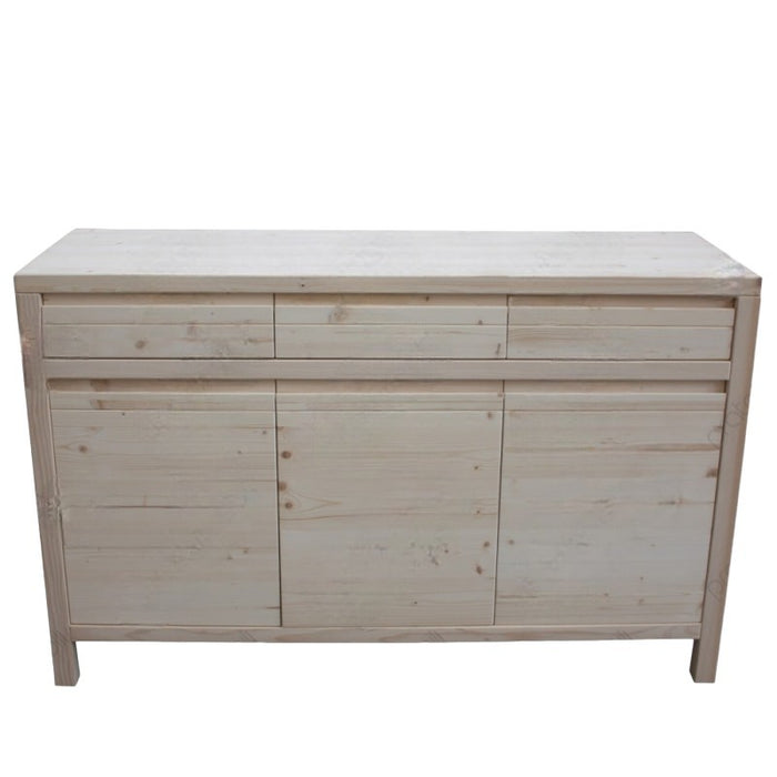 Credenza 3 porte 3 cassetti legno massello di abete grezzo 150x50x95 - Mobili 2G
