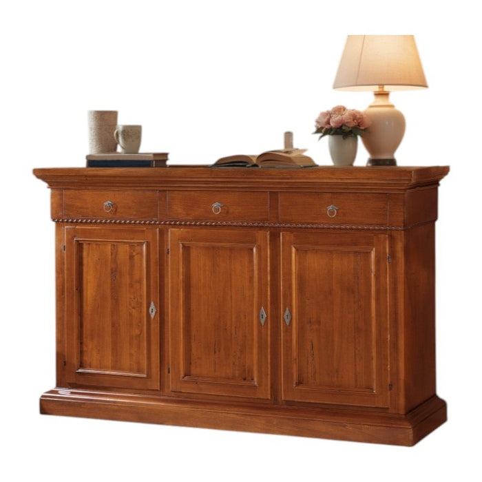 Credenza 3 porte in legno noce arte povera 190x50x111 (604) - Mobili 2G