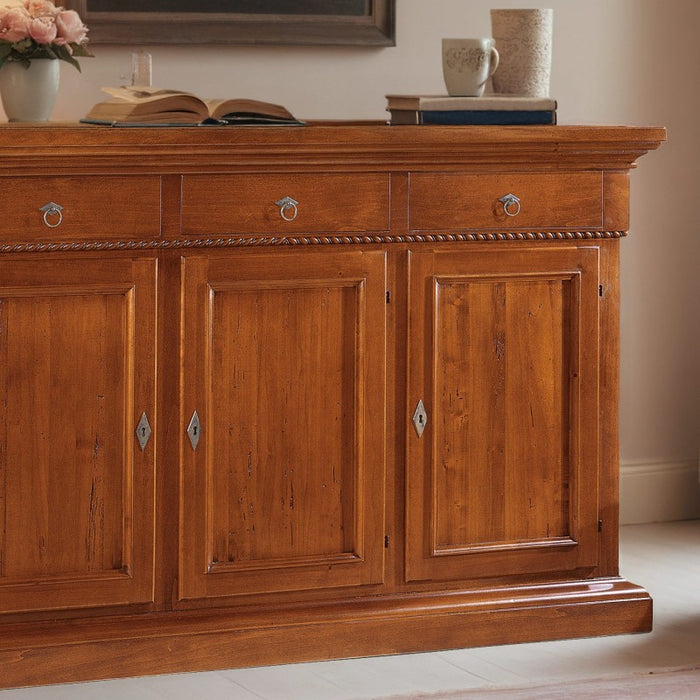 Credenza 3 porte in legno noce arte povera 190x50x111 (604) - Mobili 2G