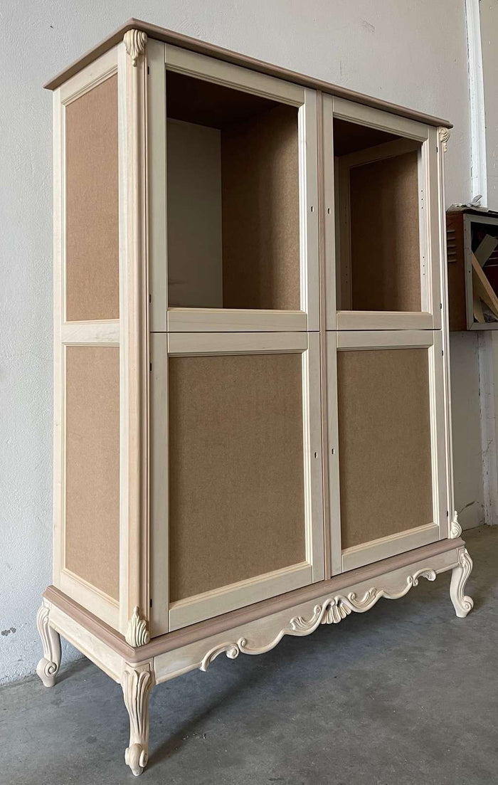 Credenza 4 porte 2 cassetti classica barocco legno grezzo 142x55x180 - Mobili 2G