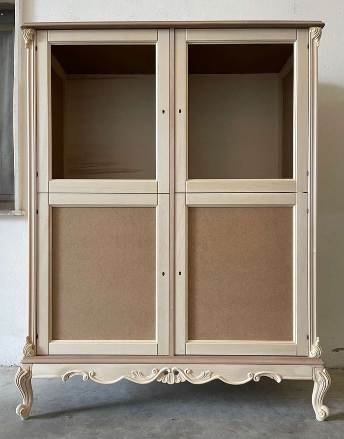 Credenza 4 porte 2 cassetti classica barocco legno grezzo 142x55x180 - Mobili 2G