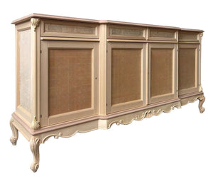 Credenza 4 porte 4 cassetti classica barocco legno grezzo 227x60x106 - Mobili 2G