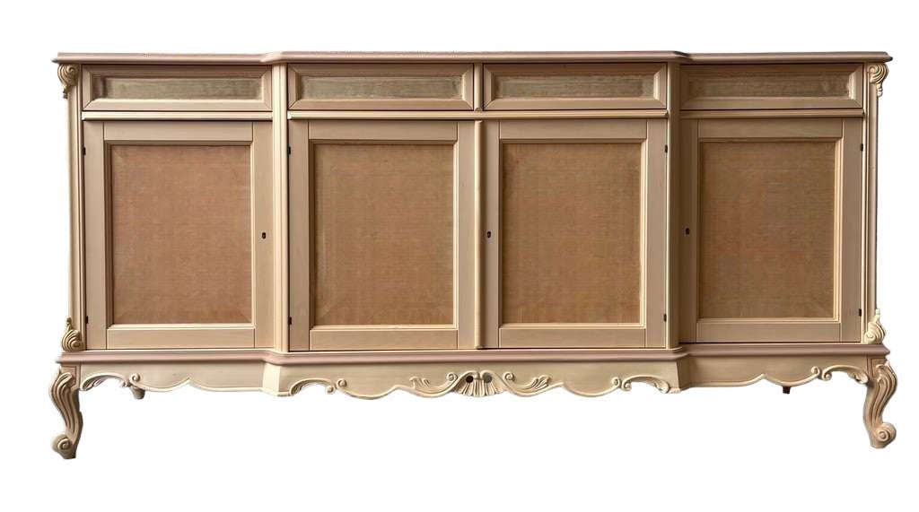 Credenza 4 porte 4 cassetti classica barocco legno grezzo 227x60x106 - Mobili 2G