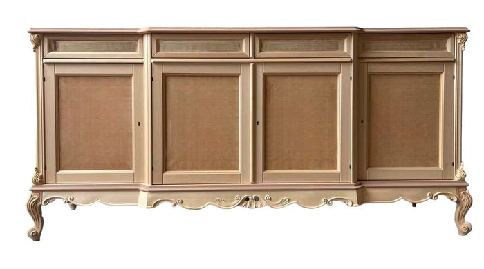 Credenza 4 porte 4 cassetti classica barocco legno grezzo 227x60x106 - Mobili 2G